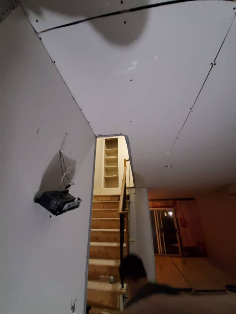 Drywall installation - near stairs